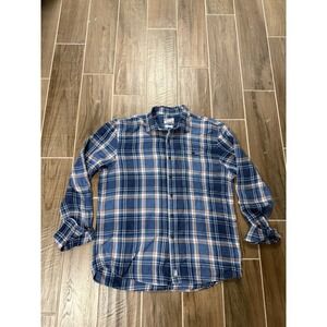 Johnnie-O Hangin Out Plaid Button Shirt Mens Large Blue Red Casual Cotton